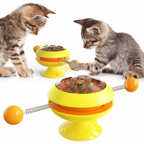 Turntable Cat Toy Teasing Cat Stick Cat Fighting Catnip Ball Pet Suppl