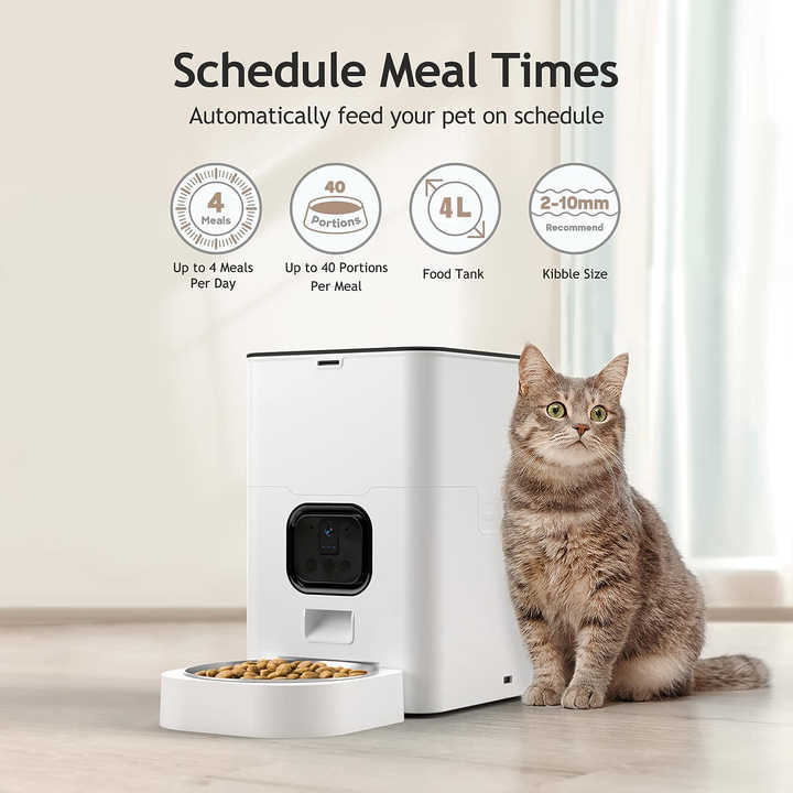 4L Automatic Dog&Cat  Feeder with Video Smart Pet Feeder Dog Dry Food Dispenser Timed Quantified WIFI Control  Feeder Pet Dog Bowl